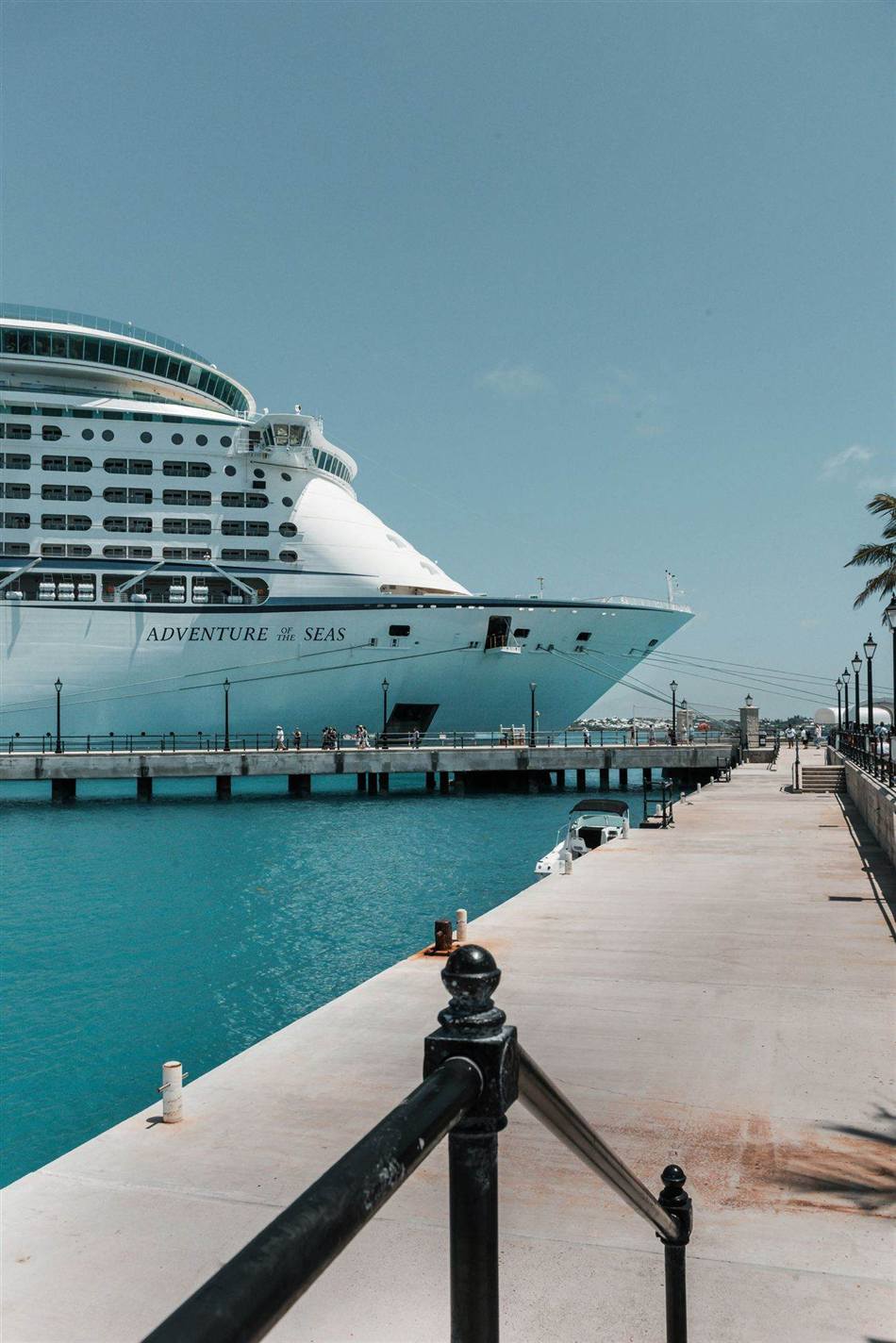 Cruise ship docked safely in port